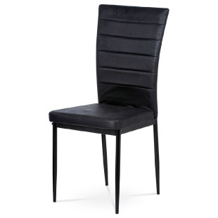 Jídelní židle, potah černá vintage látka, kovová 4nohá podnož, černý matný lak AC-9910 BK3